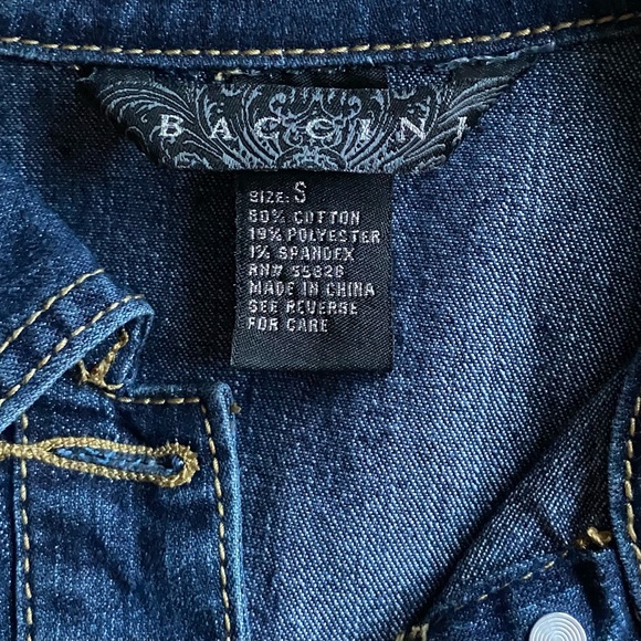 Baccini Jean Jacket With Rhinestone Look Buttons - Picture 6 of 8